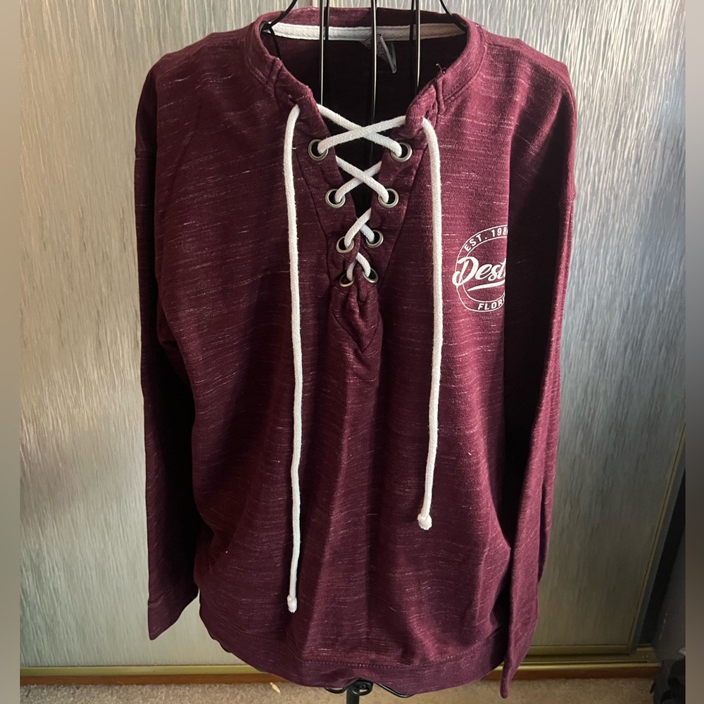 Women’s Burgundy Lace-Up Sweatshirt